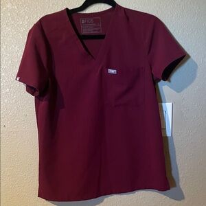 Figs Burgundy Scrub Top